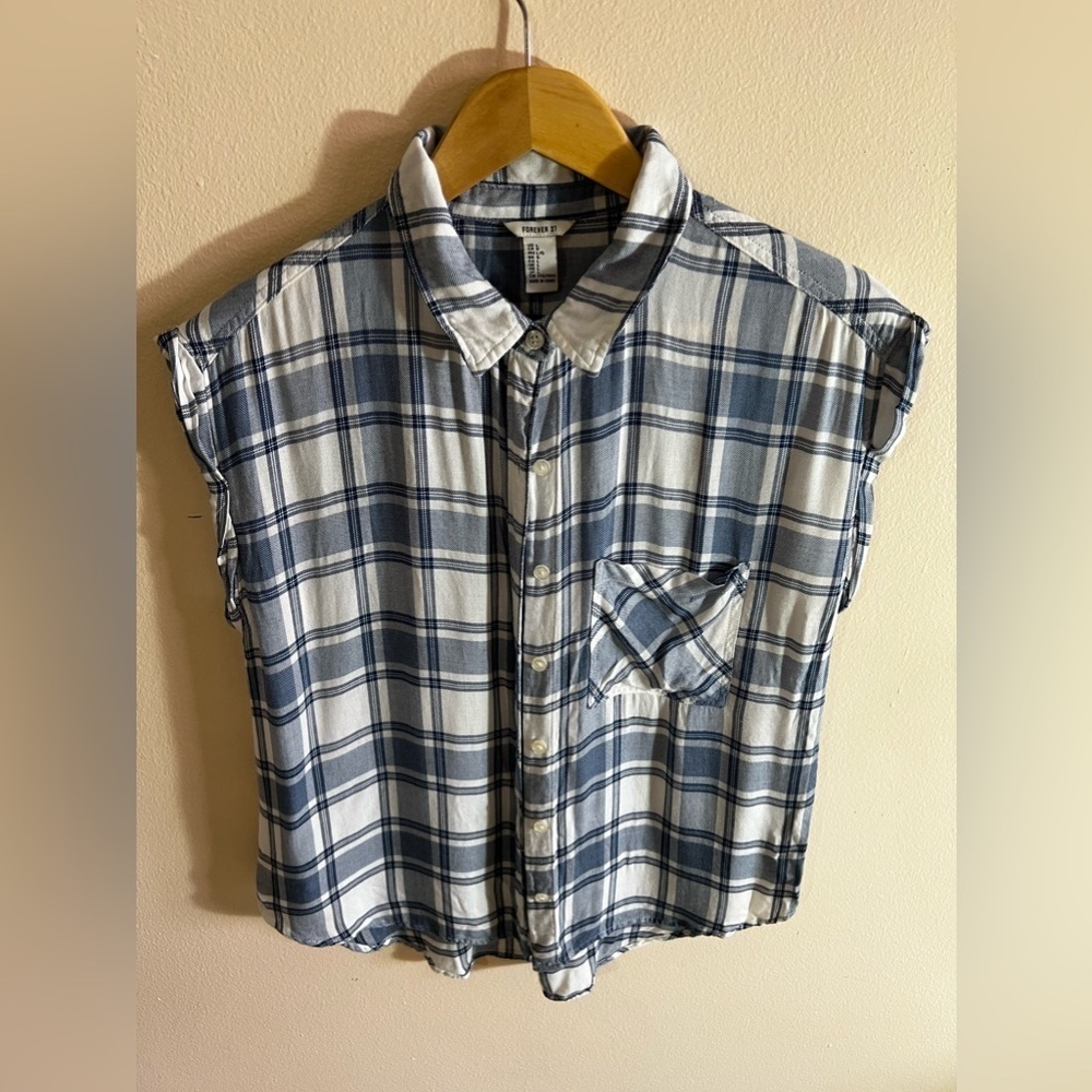 FOREVER 21 Sleeveless Plaid Flannel Tank Top size large